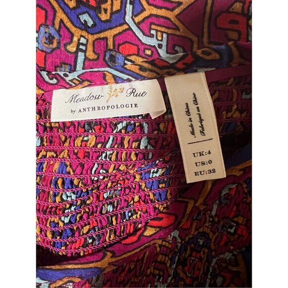 Anthropologie Meadow Rue Majolica Blouse Smocked Front NWOT? 4 - Picture 9 of 9